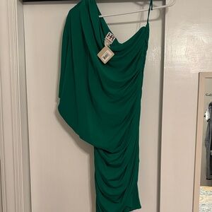 Haute Hippie One-Shoulder Dress in Vibrant Kelly Green (New)